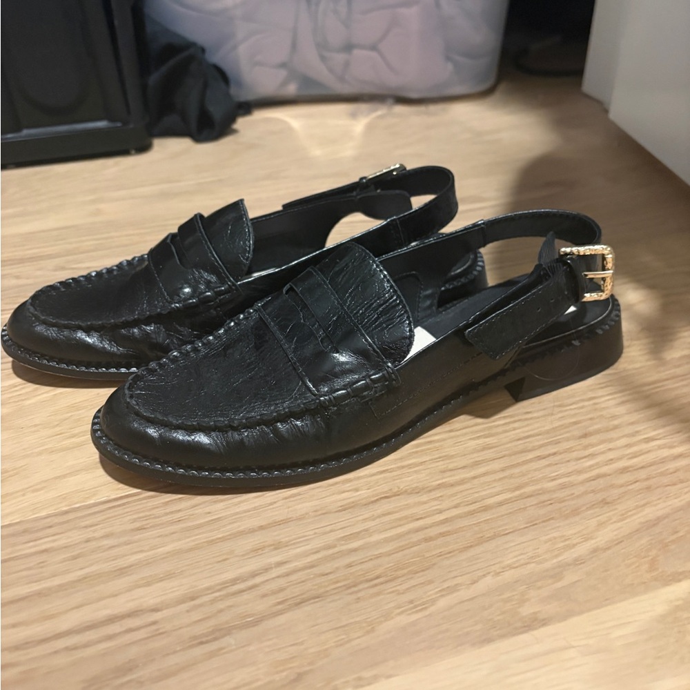 Dolce Vita Black Leather Slingback Loafers